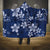 Plumeria Floral Tapa Pattern Navy Blue Hooded Blanket