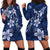 Plumeria Floral Tapa Pattern Navy Blue Hoodie Dress