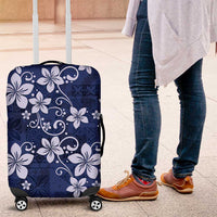 Plumeria Floral Tapa Pattern Navy Blue Luggage Cover LT01 Blue - Polynesian Pride