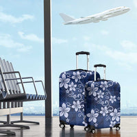 Plumeria Floral Tapa Pattern Navy Blue Luggage Cover LT01 - Polynesian Pride