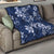 Plumeria Floral Tapa Pattern Navy Blue Quilt