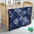 Plumeria Floral Tapa Pattern Navy Blue Quilt