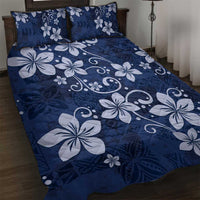 Plumeria Floral Tapa Pattern Navy Blue Quilt Bed Set LT01 Blue - Polynesian Pride