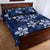 Plumeria Floral Tapa Pattern Navy Blue Quilt Bed Set