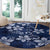 Plumeria Floral Tapa Pattern Navy Blue Round Carpet