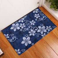 Plumeria Floral Tapa Pattern Navy Blue Rubber Doormat LT01 - Polynesian Pride