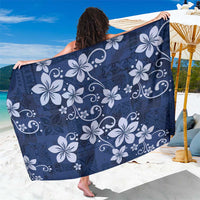 Plumeria Floral Tapa Pattern Navy Blue Sarong LT01 One Size 44 x 66 inches Blue - Polynesian Pride