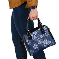 Plumeria Floral Tapa Pattern Navy Blue Shoulder Handbag LT01 - Polynesian Pride