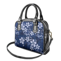 Plumeria Floral Tapa Pattern Navy Blue Shoulder Handbag LT01 - Polynesian Pride