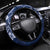 Plumeria Floral Tapa Pattern Navy Blue Steering Wheel Cover