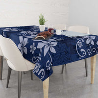 Plumeria Floral Tapa Pattern Navy Blue Tablecloth LT01 - Polynesian Pride
