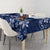 Plumeria Floral Tapa Pattern Navy Blue Tablecloth