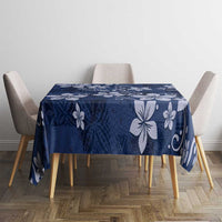 Plumeria Floral Tapa Pattern Navy Blue Tablecloth LT01 - Polynesian Pride