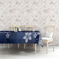 Plumeria Floral Tapa Pattern Navy Blue Tablecloth LT01 - Polynesian Pride
