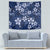 Plumeria Floral Tapa Pattern Navy Blue Tapestry