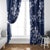 Plumeria Floral Tapa Pattern Navy Blue Window Curtain