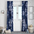 Plumeria Floral Tapa Pattern Navy Blue Window Curtain