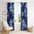 Plumeria Floral Tapa Pattern Navy Blue Window Curtain