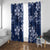 Plumeria Floral Tapa Pattern Navy Blue Window Curtain