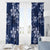 Plumeria Floral Tapa Pattern Navy Blue Window Curtain