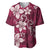 Plumeria Floral Tapa Pattern Ruby Pink Baseball Jersey