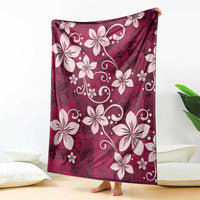 Plumeria Floral Tapa Pattern Ruby Pink Blanket LT01 - Polynesian Pride