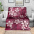 Plumeria Floral Tapa Pattern Ruby Pink Blanket