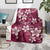 Plumeria Floral Tapa Pattern Ruby Pink Blanket