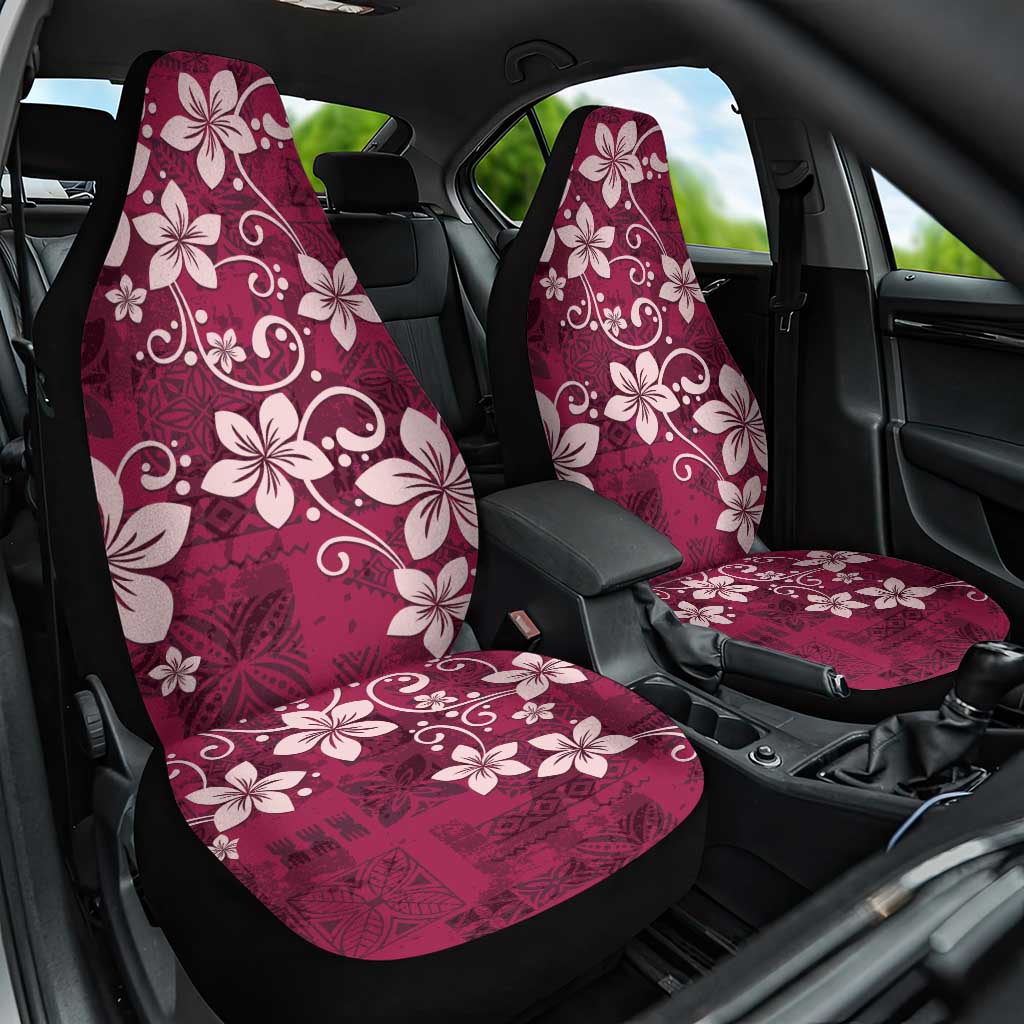 Plumeria Floral Tapa Pattern Ruby Pink Car Seat Cover LT01 One Size Pink - Polynesian Pride