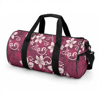 Plumeria Floral Tapa Pattern Ruby Pink Duffle Bag LT01 - Polynesian Pride