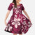 Plumeria Floral Tapa Pattern Ruby Pink Family Matching Mermaid Dress and Hawaiian Shirt