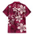 Plumeria Floral Tapa Pattern Ruby Pink Family Matching Mermaid Dress and Hawaiian Shirt