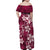 Plumeria Floral Tapa Pattern Ruby Pink Family Matching Off Shoulder Maxi Dress and Hawaiian Shirt