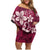 Plumeria Floral Tapa Pattern Ruby Pink Family Matching Off Shoulder Short Dress and Hawaiian Shirt