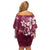 Plumeria Floral Tapa Pattern Ruby Pink Family Matching Off Shoulder Short Dress and Hawaiian Shirt