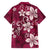 Plumeria Floral Tapa Pattern Ruby Pink Hawaiian Shirt