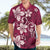 Plumeria Floral Tapa Pattern Ruby Pink Hawaiian Shirt