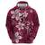 Plumeria Floral Tapa Pattern Ruby Pink Hoodie