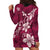 Plumeria Floral Tapa Pattern Ruby Pink Hoodie Dress