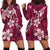 Plumeria Floral Tapa Pattern Ruby Pink Hoodie Dress