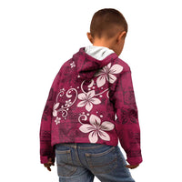 Plumeria Floral Tapa Pattern Ruby Pink Kid Hoodie LT01 - Polynesian Pride