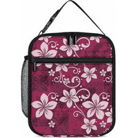 Plumeria Floral Tapa Pattern Ruby Pink Lunch Bag LT01 10.2 × 8.3 × 4.3 inch Pink - Polynesian Pride