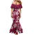 Plumeria Floral Tapa Pattern Ruby Pink Mermaid Dress