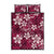 Plumeria Floral Tapa Pattern Ruby Pink Quilt Bed Set