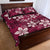 Plumeria Floral Tapa Pattern Ruby Pink Quilt Bed Set