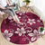 Plumeria Floral Tapa Pattern Ruby Pink Round Carpet