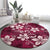 Plumeria Floral Tapa Pattern Ruby Pink Round Carpet