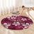 Plumeria Floral Tapa Pattern Ruby Pink Round Carpet