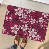 Plumeria Floral Tapa Pattern Ruby Pink Rubber Doormat LT01 - Polynesian Pride