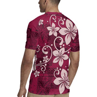 Plumeria Floral Tapa Pattern Ruby Pink Rugby Jersey LT01 - Polynesian Pride